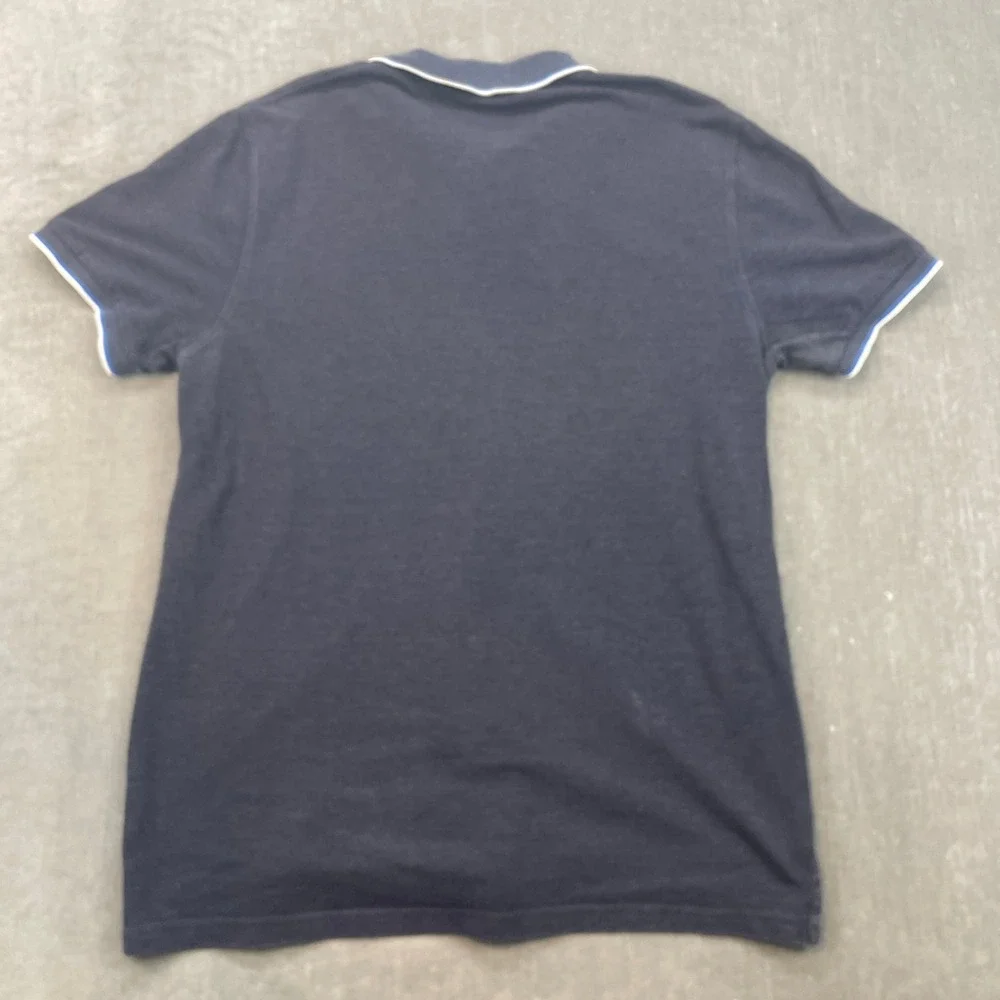 J Crew Mens X-Large Navy Blue Slim Fit Tipped Pique‎ Polo Shirt C3332